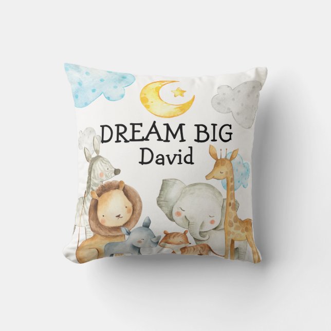 Almofada Animais Selvagens Nome Personalizado Nome Personal (Frente)