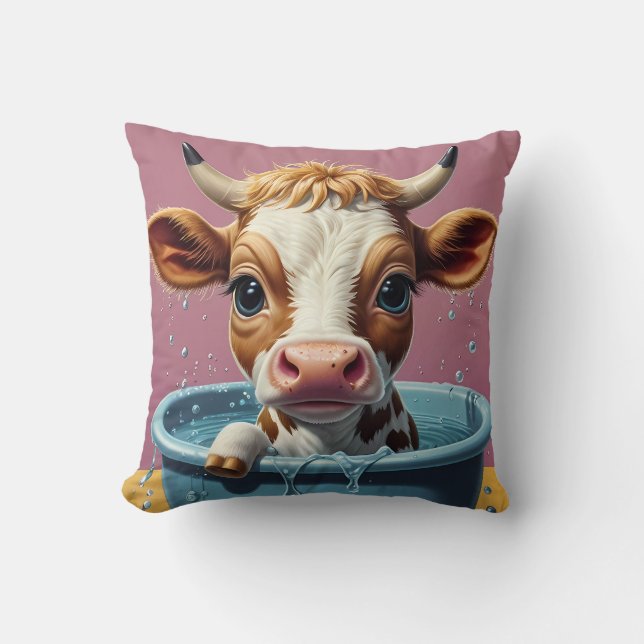 Almofada Animais Tomando Banho Engraçados (Frente)