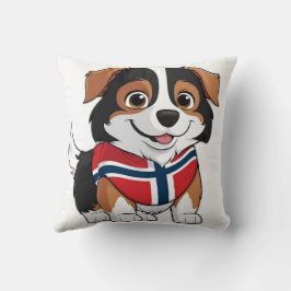 Almofada Anime Border Collie com Bandeira da Noruega