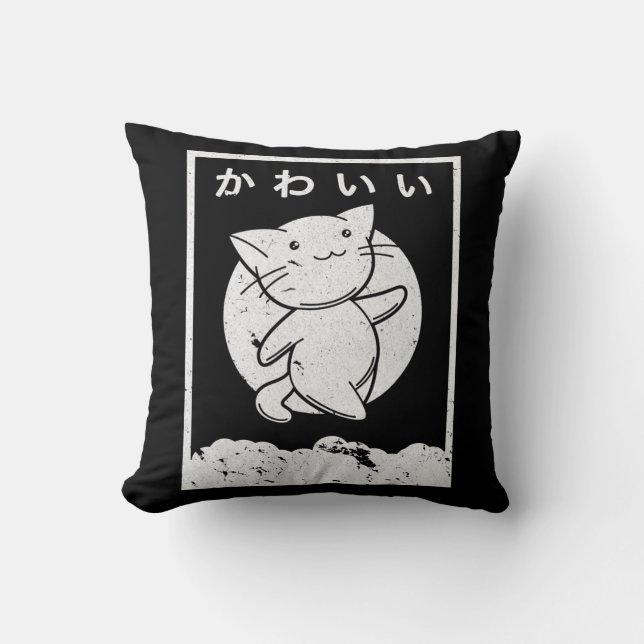 Almofada Anime de Estilo Retro de Gato Kawaii (Frente)
