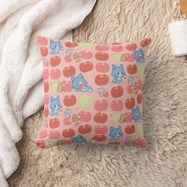 Almofada Anime Tom, Jerry e Tuffy Apple Pattern (Cobertor)
