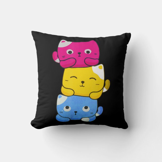 Almofada Animes de Gato Kawaii, Pansexuais, Arte, Orgulho P (Frente)