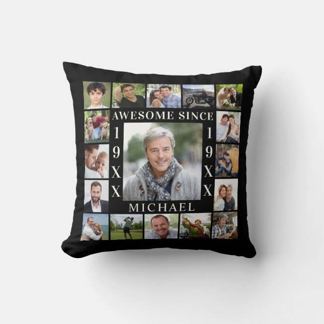 Almofada Aniversário 17 Foto Collage AWESOME DESDE (Frente)