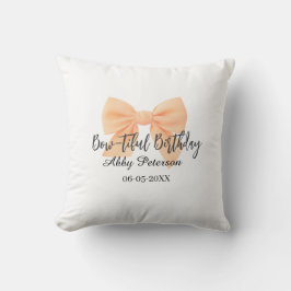 Almofada Aniversário bow-tiful laranja arco nome data simpl