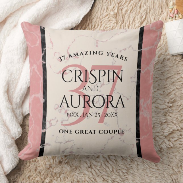 Almofada Aniversário Casado Elegante 37.º Alabastro (Cobertor)