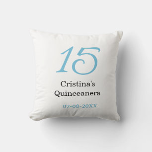 Almofada aniversário de 15 anos da quinceanera azul preto l