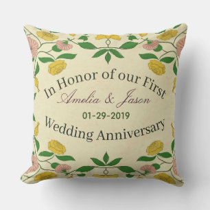 Almofada Aniversário de 1 Ano de Casamento Casal Personaliz