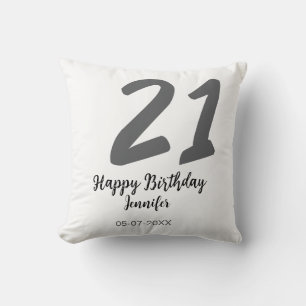 Almofada aniversário de 21 anos adiciona nome data ano mode