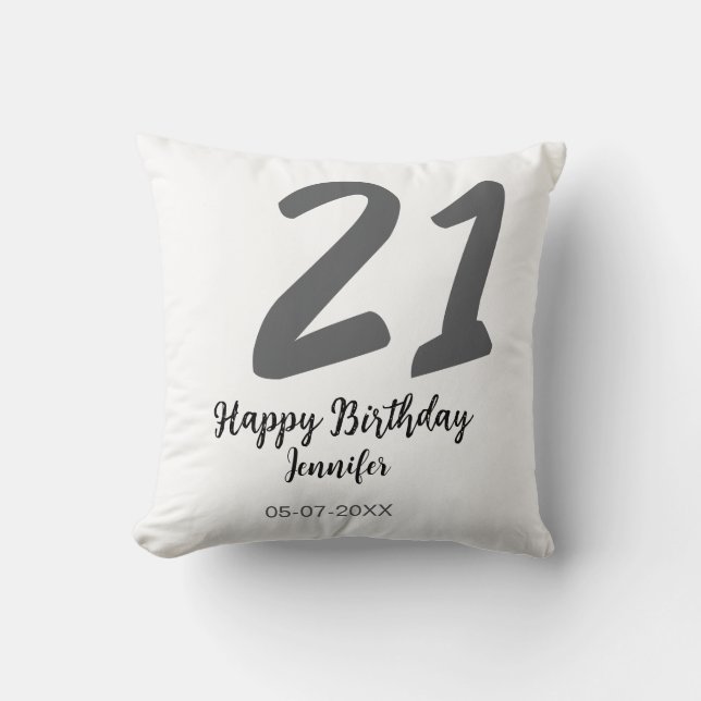 Almofada aniversário de 21 anos adiciona nome data ano mode (Frente)