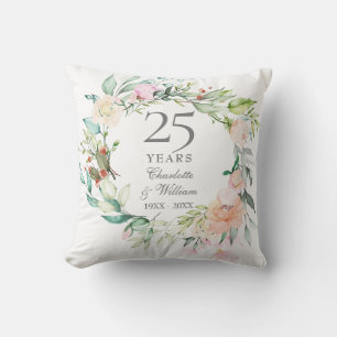 Almofada Aniversário de 25 anos de Casamento Foto Rosas Gri