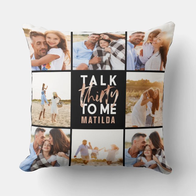 Almofada aniversário de 30 anos multifoto-rosa-rosado-rosad (Frente)