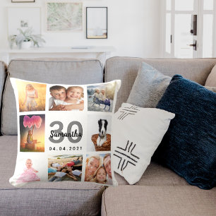 Almofada aniversário de 30 anos personalizada colagem de fo