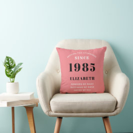 Almofada Aniversário de 40 anos 1985 Rosa Feminino Elegante
