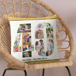Almofada aniversário de 40 anos Número 40 Colagem de Fotos<br><div class="desc">Presente de aniversário de 40 anos personalizado. Este travesseiro decorativo personalizado tem uma colagem de fotos elegante em um número 40 com areia bege neutra / bordas amarelas mudas e tipografia moderna de bronze. O modelo está pronto para que você adicione suas fotografias, trabalhando no sentido dos ponteiros do relógio...</div>