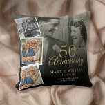 Almofada Aniversário de 50 anos de Casamento Colagem de 5 F<br><div class="desc">Personalize com suas 5 fotos favoritas e os detalhes da sua celebração especial de aniversário de 50 anos de casamento dourado em tipografia elegante. Criado por Thisisnotme©</div>