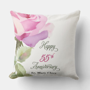 Almofada Aniversário de 55 anos de Irmã Nome Personalizado