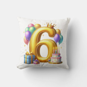 Almofada Aniversário de 6 anos dourado