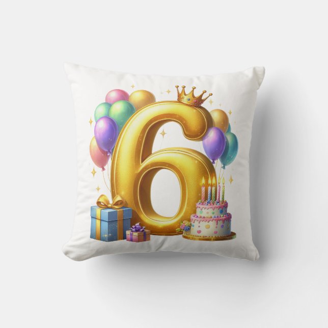 Almofada Aniversário de 6 anos dourado (Frente)
