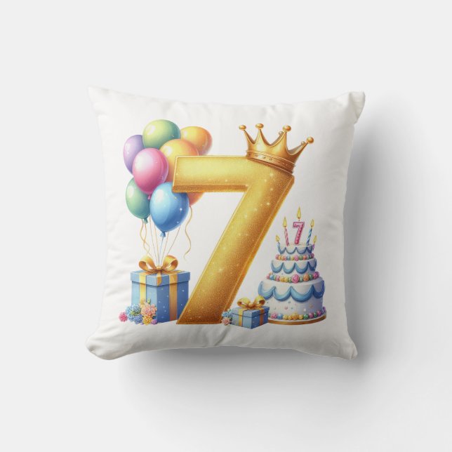 Almofada Aniversário de 7 anos dourado (Frente)