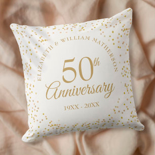 Almofada Aniversário de Bodas de Ouro 50º Confete Dourado