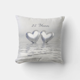 Almofada Aniversário de Bodas de Prata Corações