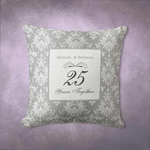 Almofada Aniversário de Casamento 25 Silver Damask