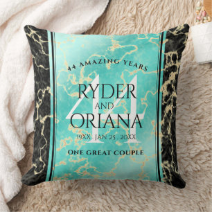 Almofada Aniversário de Casamento da 44 Turquesa Elegante