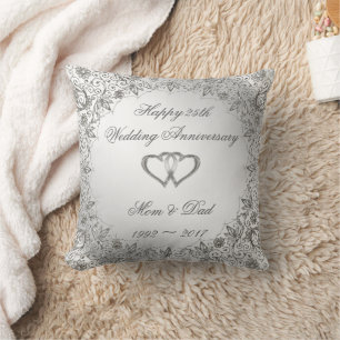 Almofada Aniversário de Casamento de 25 Silver Flourish