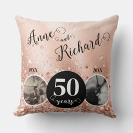 Almofada Aniversário de Casamento de 2 Fotos "Então e Agora