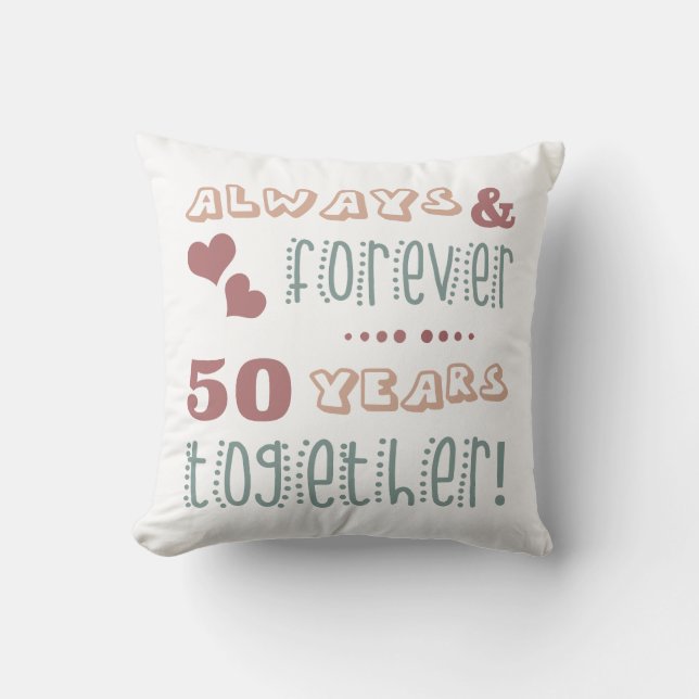 Almofada Aniversário de Casamento de 50 Anos Adorável (Frente)