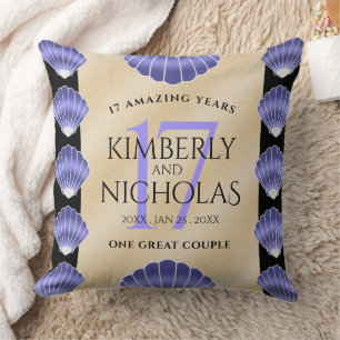 Almofada Aniversário de Casamento do Elegant 17th Shells
