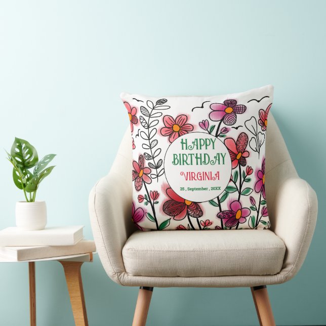 Almofada ANIVERSÁRIO DE FLORES DE DOIS VERMELHOS primavera  (Cadeira)