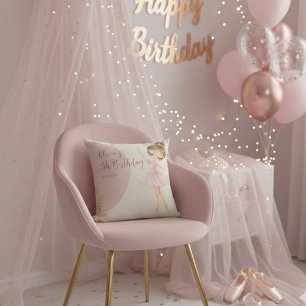 Almofada Aniversário de Menina Bailarina de Ballet Rosa Tut