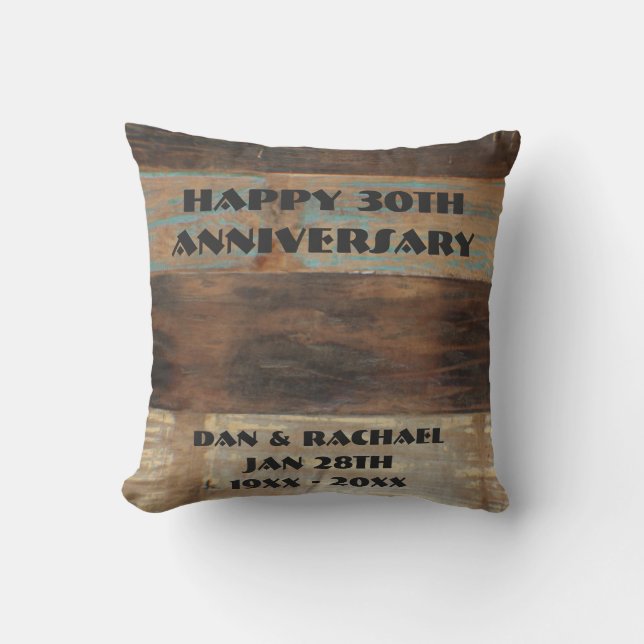 Almofada Aniversário do painel de madeira 30o (Frente)