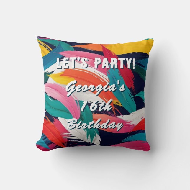 Almofada Aniversário do Partido do Efeito de Pintura Multic (Frente)