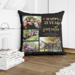 Almofada Aniversário do programa de fotografia personalizad<br><div class="desc">Crie o seu travesseiro decorativo de guardas pretas de ouro moderno como melhores amigos aniversário de 21 anos de presente personalizado com 4 fotos personalizadas e script de nome. Observe que as cores de texto e de fundo podem ser alteradas. Você pode substituí-los por qualquer outra cor depois de selecionar...</div>