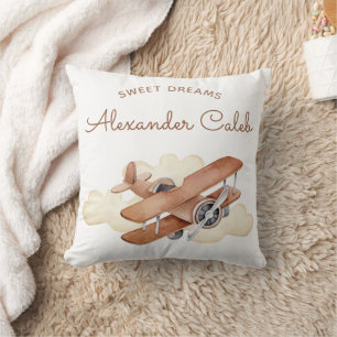 Almofada Aniversário do Vintage Aircraft Biplane Boy Napkin