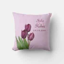 Almofada Aniversário roxo de 3 tulipas