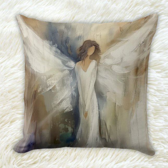 Almofada Anjo Abstrato neutro Cores de todas as idades (Abstract Angel Throw Pillow in Neutral Colors Appropriate for all ages)