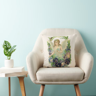 Almofada Anjo da Páscoa Vitoriano com Flores de Amor-Perfei