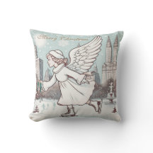 Anjo de Natal patinando em Nova Iorque