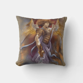 Almofada Anjo De Proteção Do Guerreiro Na Lavanda De Aquare