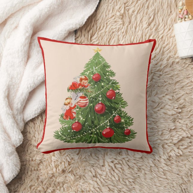Almofada Anjos Decorando a Árvore de Natal (Cobertor)