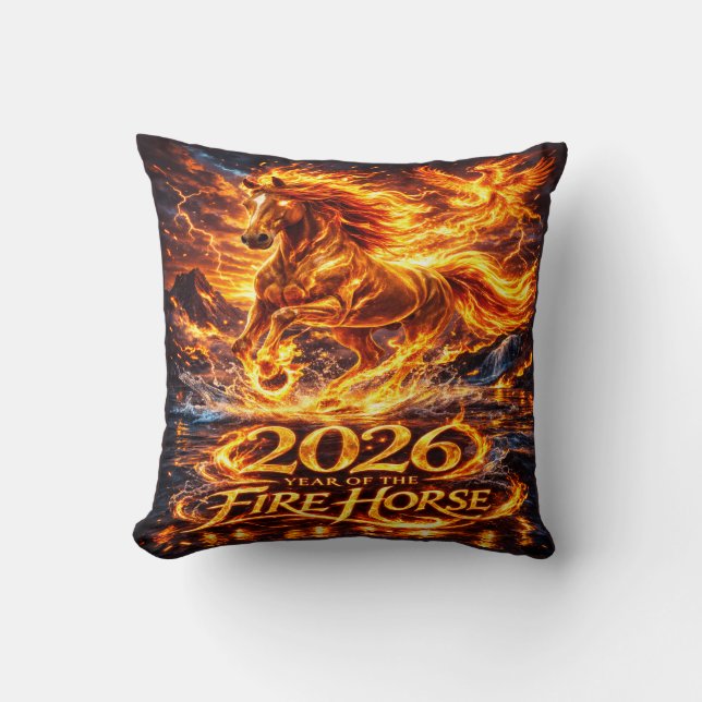 Almofada Ano do Cavalo de Fogo 2026 (Frente)