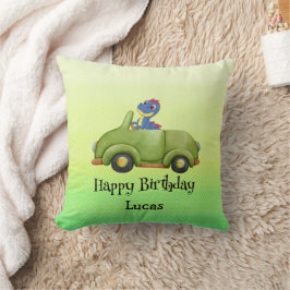 Almofada Antecedente de aniversário de um dinossauro engraç