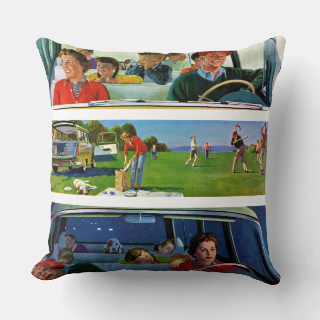 Almofada Antes, durante & após do piquenique (Frente)