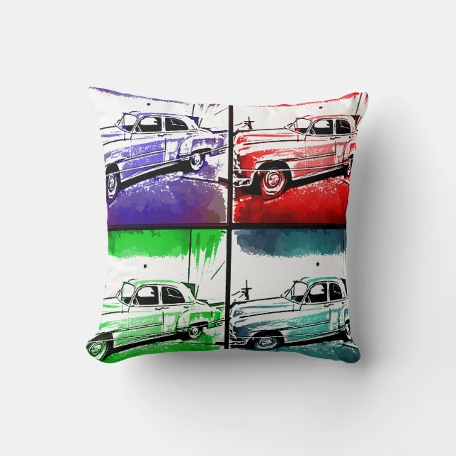 Almofada Antigo Classic Car Watercolor Pop (Frente)
