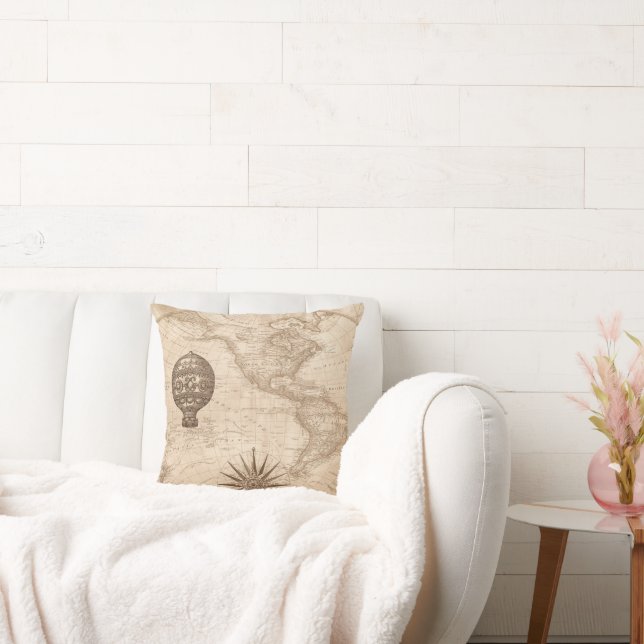 Almofada Antigo Travesseiro decorativo de Mapa do Mundo (Sofá)