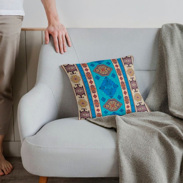 Almofada Antiguamente Aqua Blue Turco Dourado Pálido (Criador carregado)