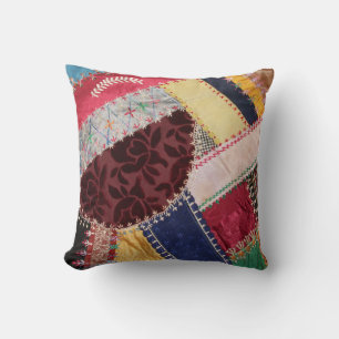 Almofada Antiguidade, Era Vitoriana, Praça-Quilt Louca